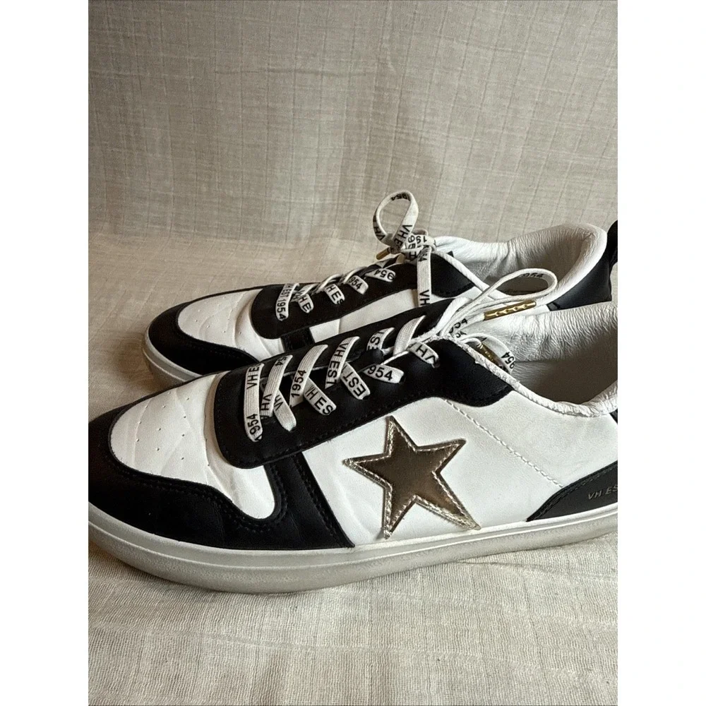 Vintage Havana Reflex‎ Metallic Lace Up Sneakers black gold white size 9